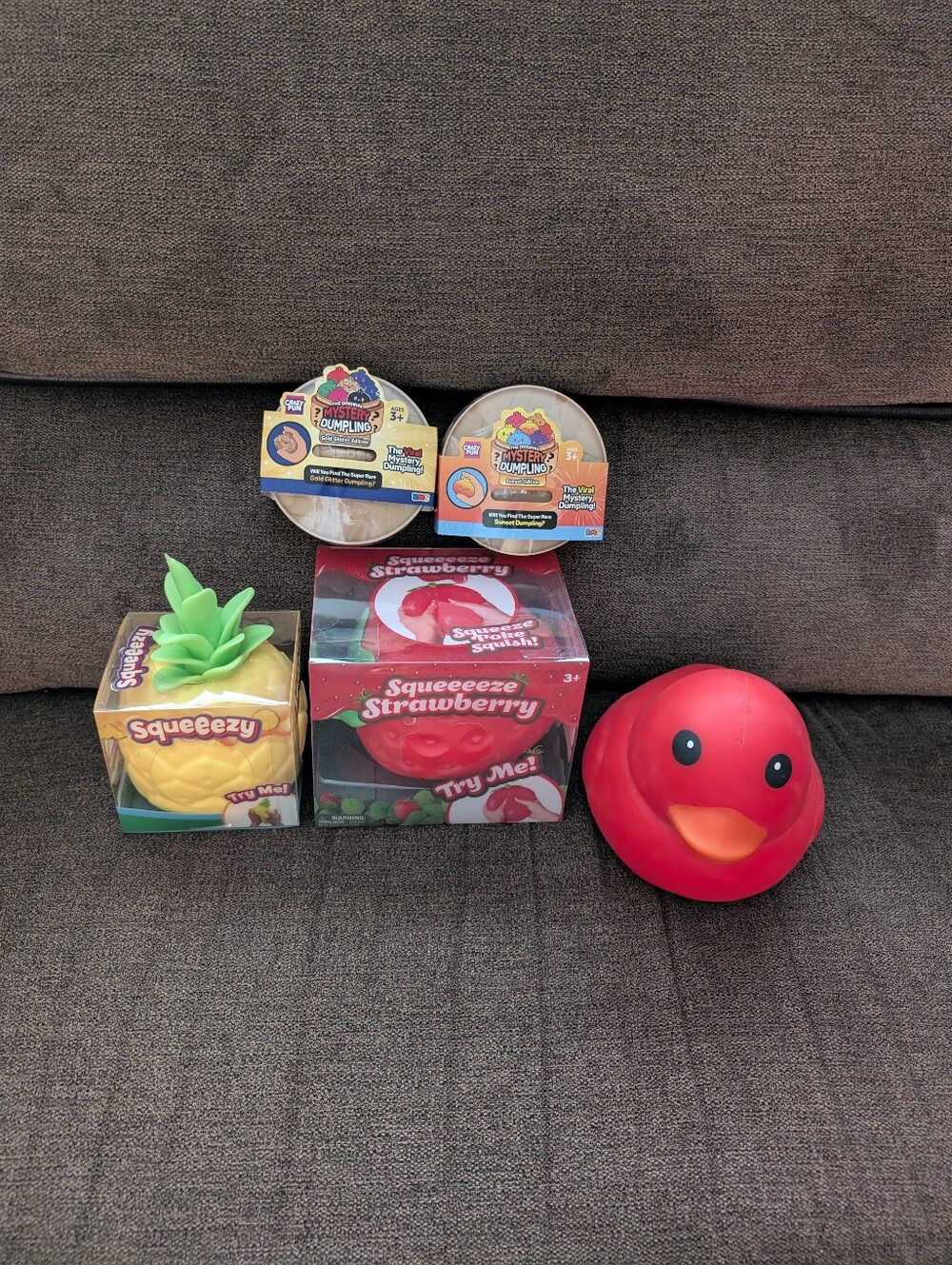 Squeeezy Pineapple, Strawberry, Red Duck and Mystery Dumplings